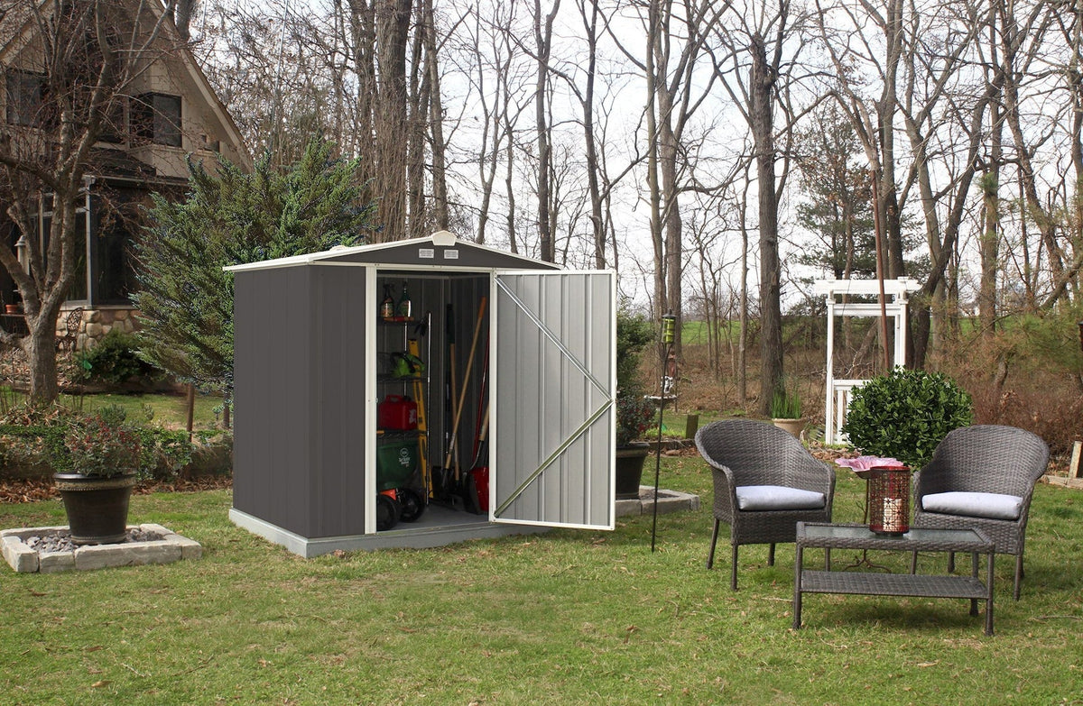 EZEE Galvanized Steel Storage Shed with Low Gable Roof, Charcoal/Cream, 6-ft x 5-ft O5Y7 - product image 7