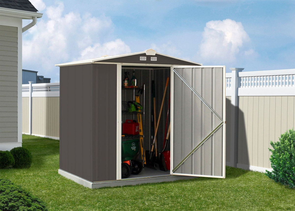 EZEE Galvanized Steel Storage Shed with Low Gable Roof, Charcoal/Cream, 6-ft x 5-ft O5Y7 - product image 8