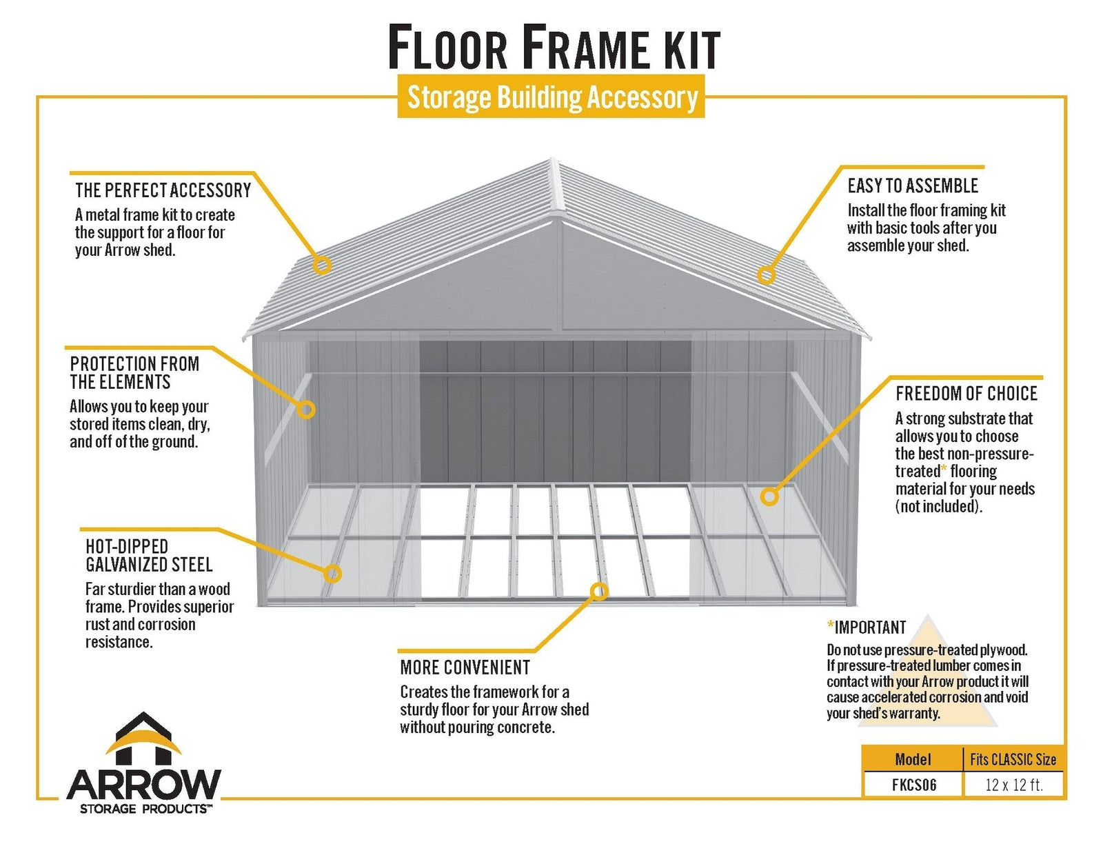 Floor Frame Kit for Classic 12x12-ft Sheds F3Y8 - product image 5