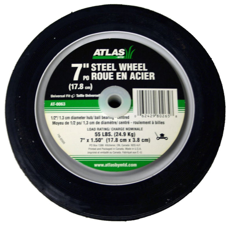Steel Lawn Mower Wheel with Ball Bearings, 7-in x 1.5-in K5A8