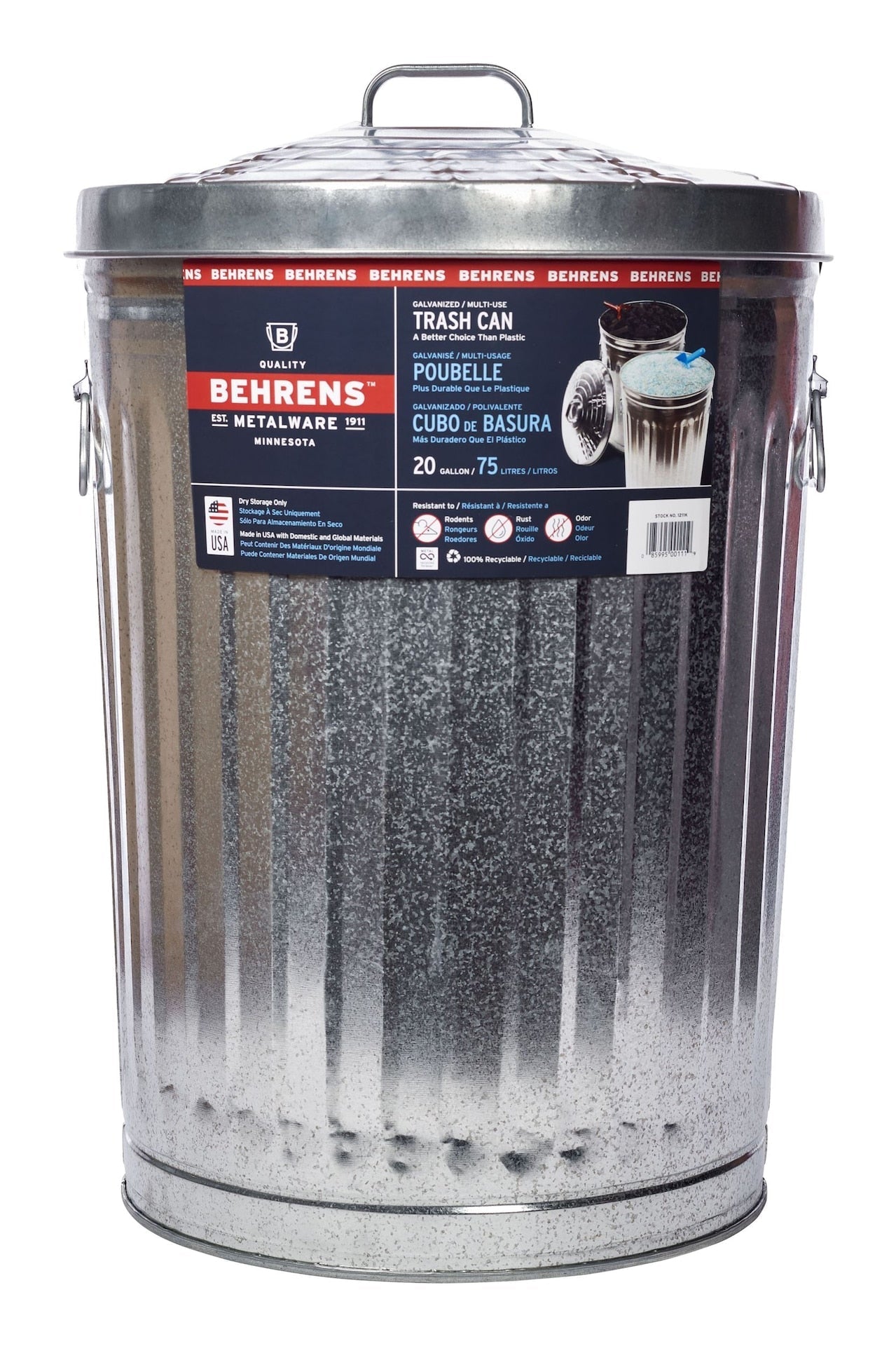 Galvanized Steel Circular Multi-Purpose Garbage Can, 75-L (19.8 US gal) X7Y7 - product image 5