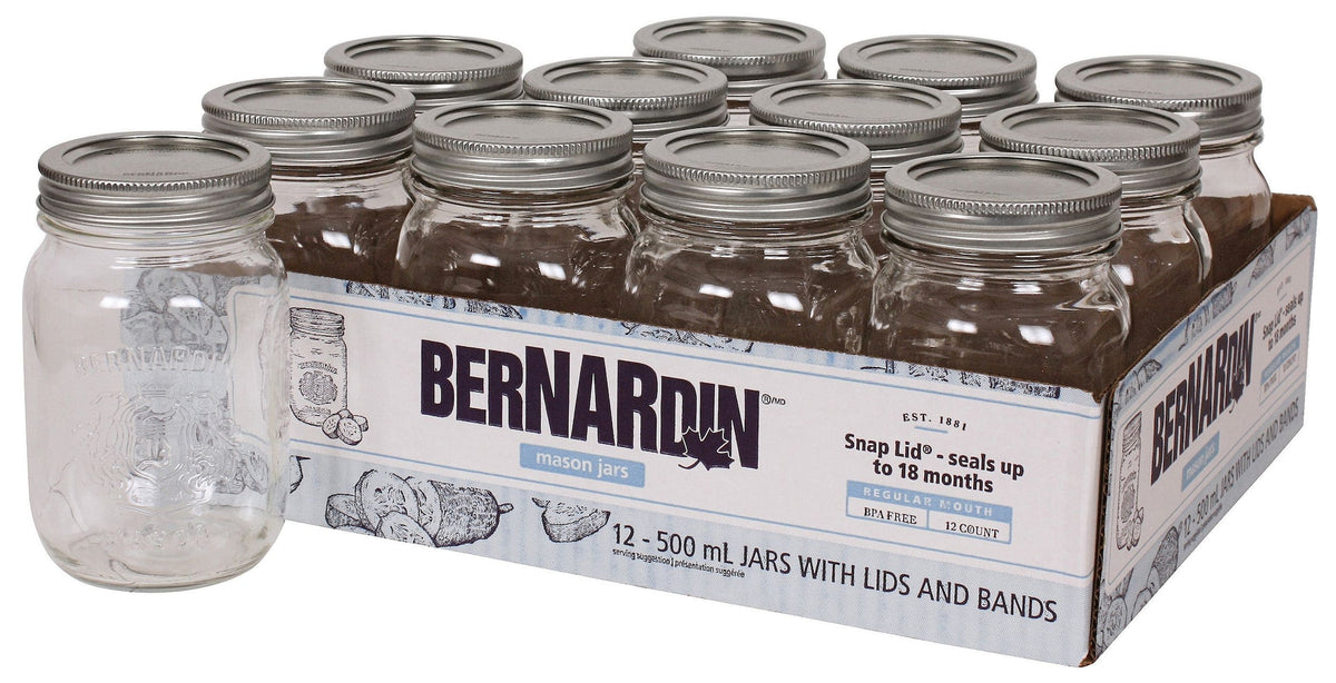 Regular Mouth Glass Mason Jars with Snap Lids, 500 mL, 12 Count B6R1 - product image 1