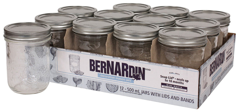 Wide Mouth Decorative Glass Mason Jars with Snap Lids, 500 mL, 12 Count M5W9