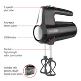 Helix Hand Mixer, Premium Performance 5 Speed Hand Mixer, Includes 5 Attachments and Case, Black B5H9 - product image 4