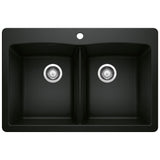 50/50 Double Bowl Dual Mount Kitchen Sink, Black, 33-in X1R9 - product image 1
