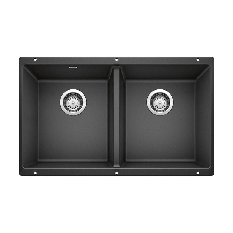 Precis SILGRANIT 29-in 50/50 Double Bowl Undermount Kitchen Sink, Anthracite Y0W1