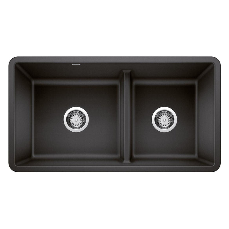 Precis SILGRANIT 33-in 60/40 Reversible Double Bowl Undermount Kitchen Sink with Low Divide, Anthracite E6B6