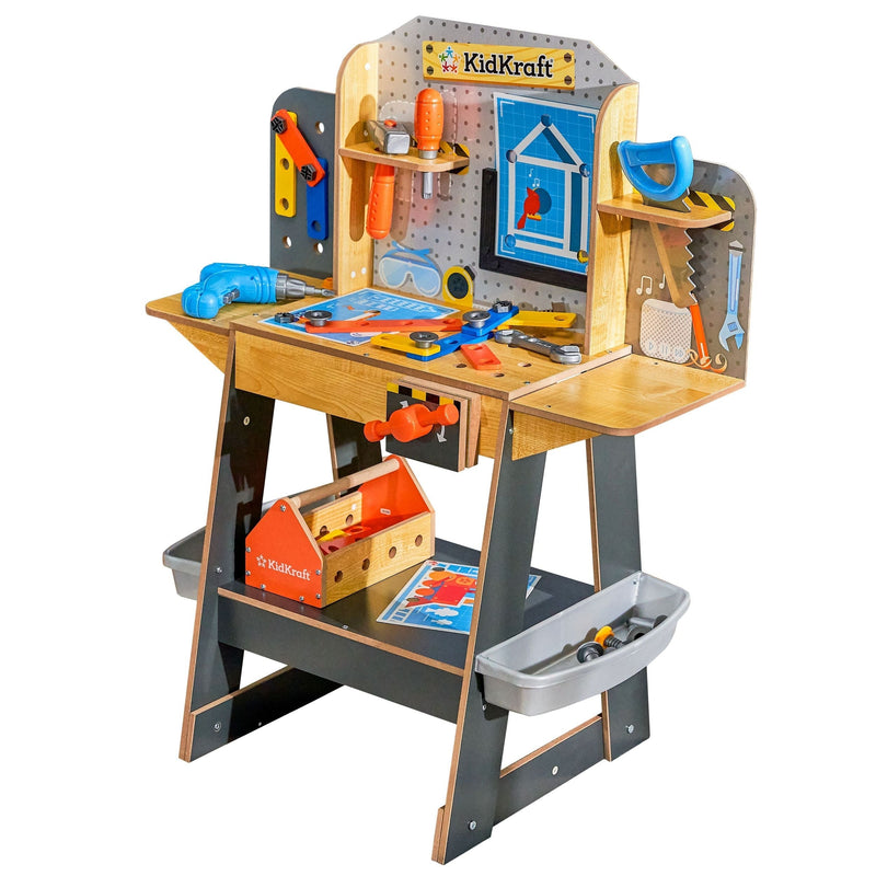 Build Wooden Play Workbench with 40+ Accessories, Ages 3+ G7P2