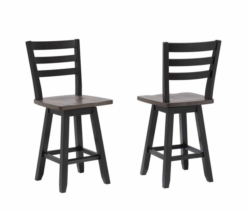 Aaron Oak/Dark Grey Swivel Counter/Bar Stool with Back Rest, 2-pc K6Y8