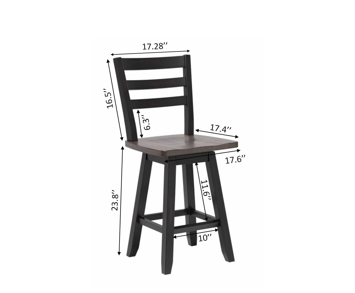 Aaron Oak/Dark Grey Swivel Counter/Bar Stool with Back Rest, 2-pc K6Y8 - product image 3