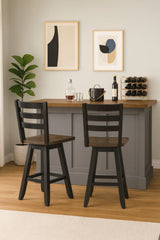 Aaron Oak/Dark Grey Swivel Counter/Bar Stool with Back Rest, 2-pc K6Y8 - product image 5