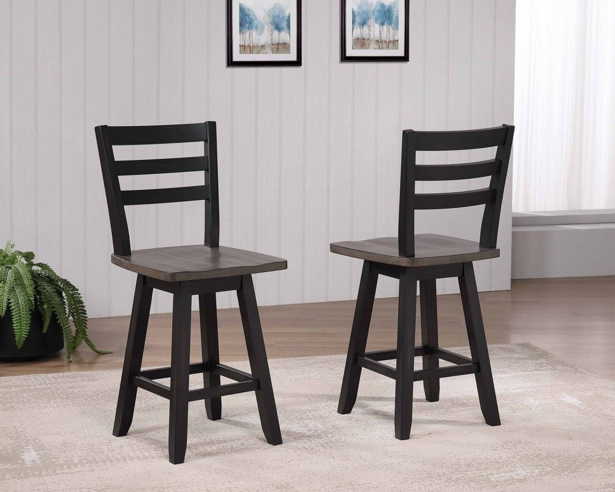 Aaron Oak/Dark Grey Swivel Counter/Bar Stool with Back Rest, 2-pc K6Y8 - product image 6