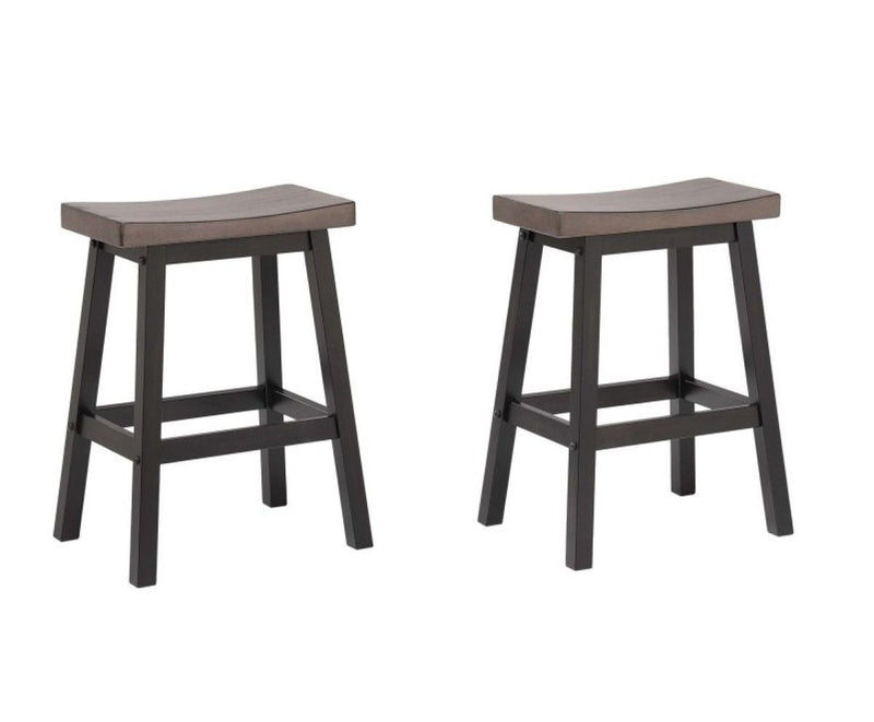 Arnold Oak/Dark Grey Counter/Bar Stool with Back Rest, 2-pc O1J3