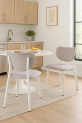 Dua Cream Fabric Upholstered Dining Chair with Curved Backrest, 2-pc I0T8 - product image 7