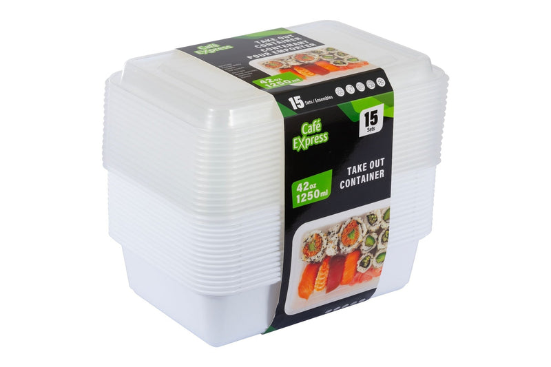Express Rectangular Take Out Containers, 1.25-L, 15-pk P9S6