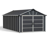 by Palram Yukon 2-Door Car Garage/Utility Storage Shed Kit, Dark Grey, 11x21-ft D8C3 - product image 1