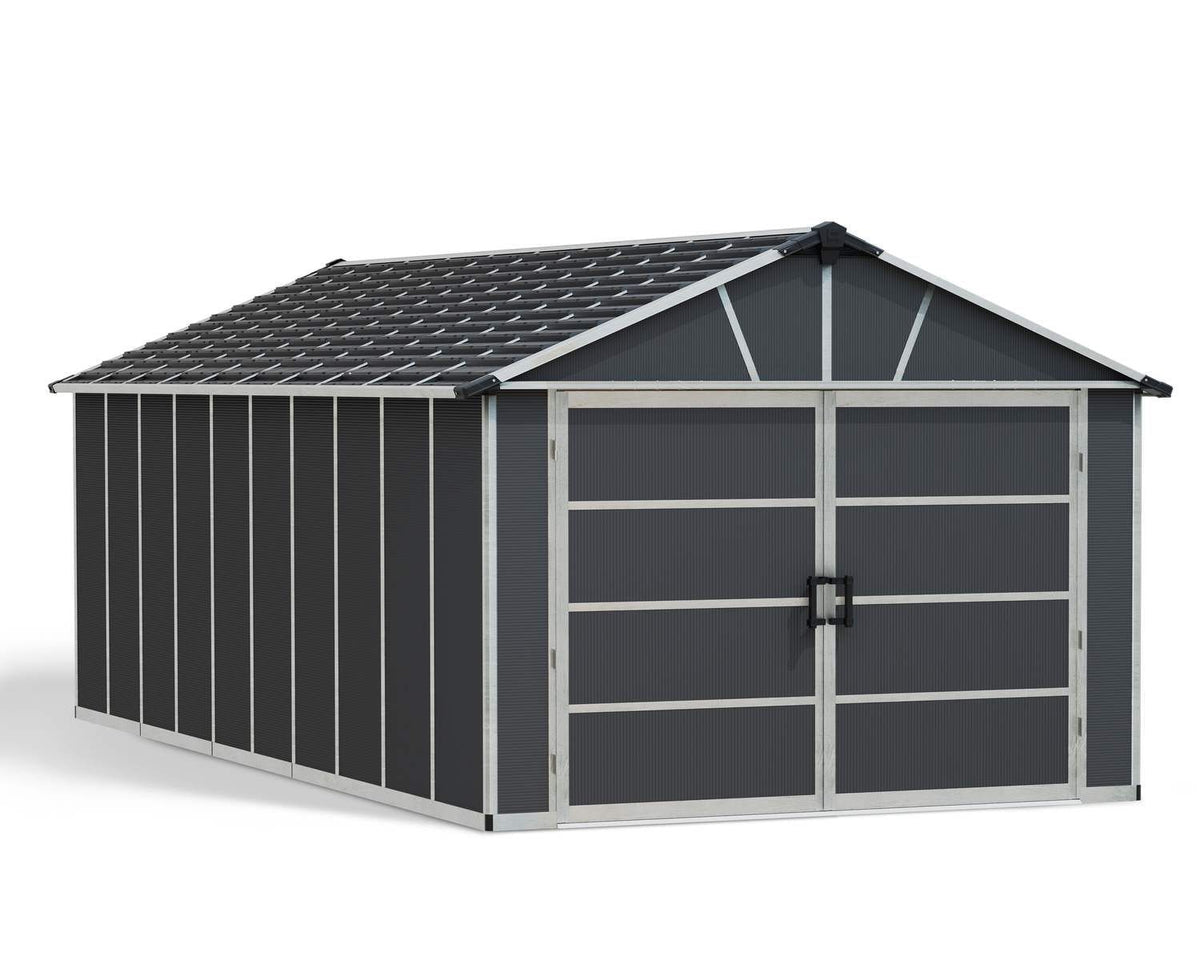 by Palram Yukon 2-Door Car Garage/Utility Storage Shed Kit, Dark Grey, 11x21-ft S3I3 - product image 1