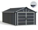 by Palram Yukon 2-Door Car Garage/Utility Storage Shed Kit, Dark Grey, 11x21-ft D8C3 - product image 3