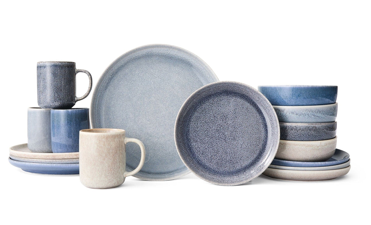 Agora 4-Tone Stoneware Dinnerware Set with Mugs, Serves 4, 16-pc, Coastal Blue B7W6 - product image 1
