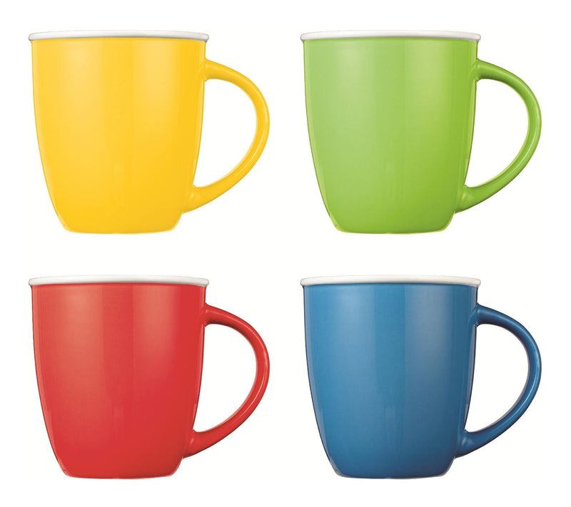 Easton Ceramic Mug Set, 13.5-oz, Assorted Colours, 4-pc, Dishwasher and Microwave Safe C3X9