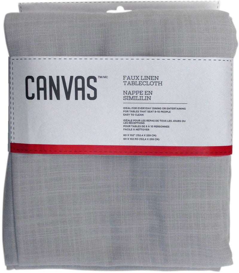 Faux Linen Rectangle Tablecloth, 60-in x 102-in, Light Grey S1O3