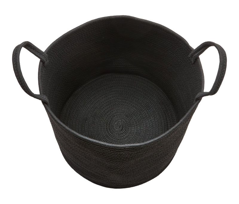 Finn Woven Cotton Rope Storage Basket, Black S9R7