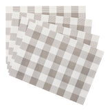Gingham Plaid Checkered Rectangle Placemat, Silver/Ivory, 13-in x 18-in, 4-pk E8H0 - product image 1