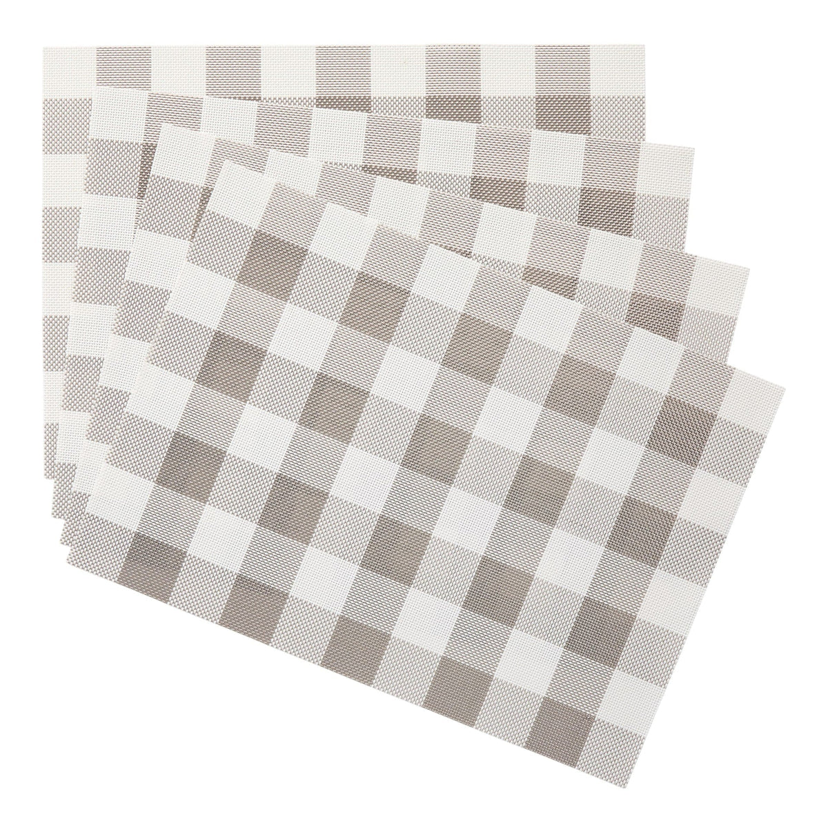 Gingham Plaid Checkered Rectangle Placemat, Silver/Ivory, 13-in x 18-in, 4-pk E8H0 - product image 1