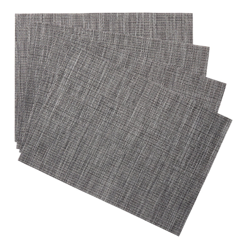 Lurex Rectangle Textilene Woven Placemat, Gunmetal, 13-in x 18-in, 4-pk J0Z9