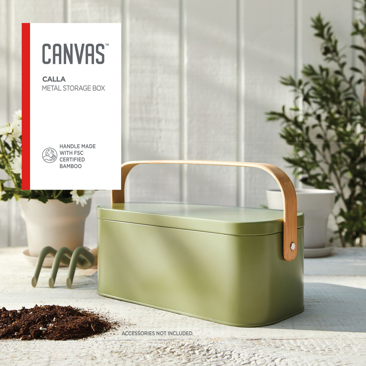 Metal Gardening Storage Container, Iron, Green B2I3 - product image 3