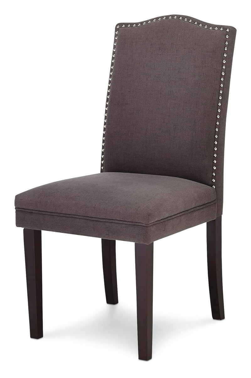 Regent Nailhead Upholstered Dining Chairs with Solid Wood Legs (2-Piece Set), Grey O1O7