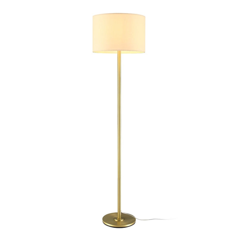 White Drum Shade Floor Lamp, 16-in, Metallic Gold/Matte Brass Q1Q4