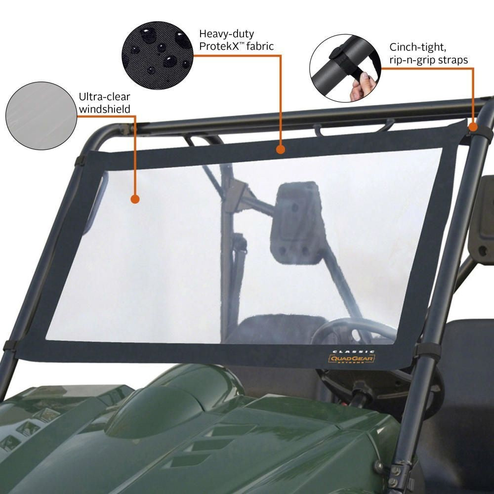 Classic Accessories 78627 QuadGear UTV Windshield for Kawasaki Mule 2500/3000 & Polaris Ranger, Black S5P1 - product image 3