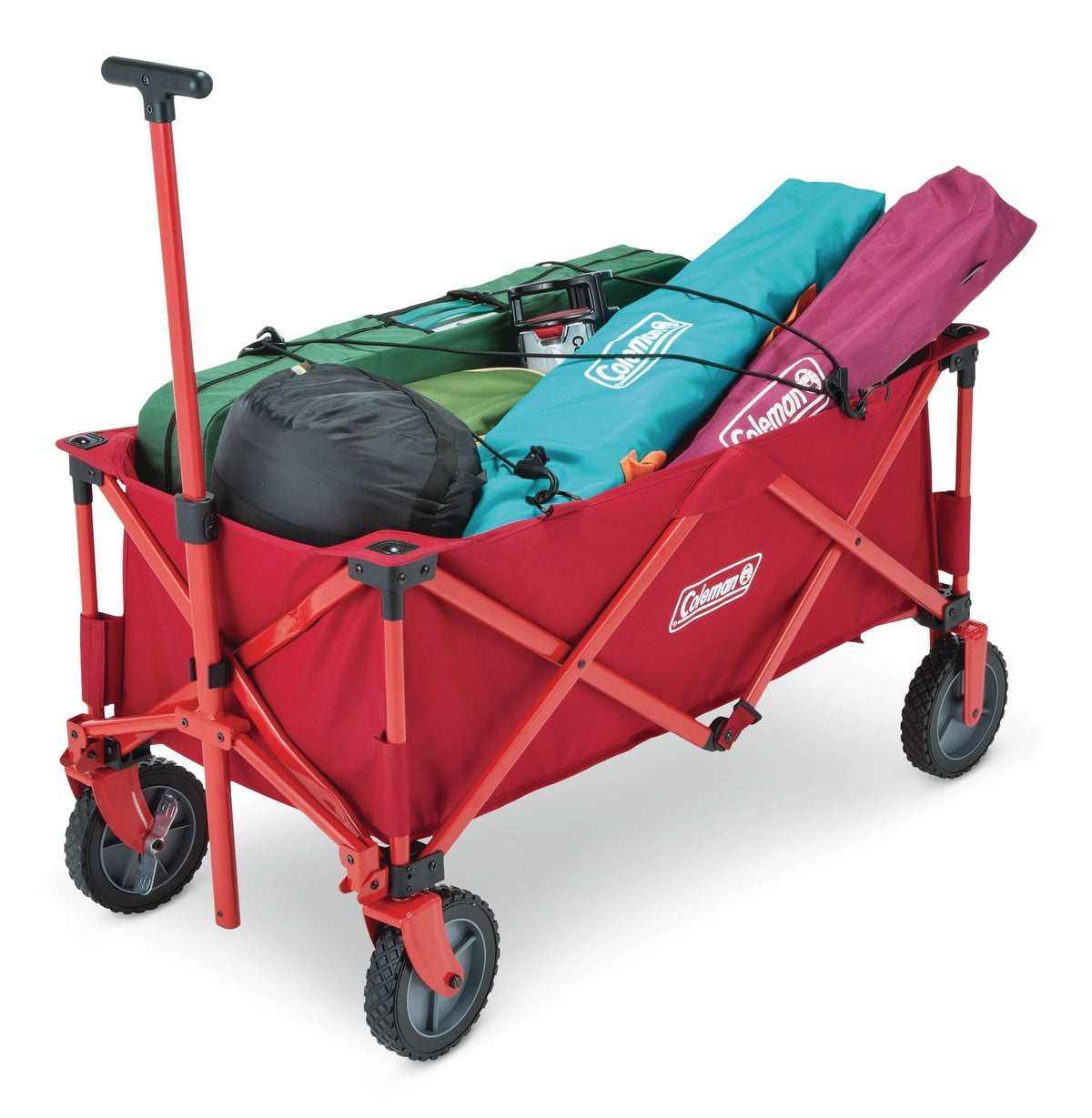 Outdoor Collapsible Folding Utility Wagon with Brake & Carry Bag, Red, 220-lb (100-kg) Capacity L7M9 - product image 1