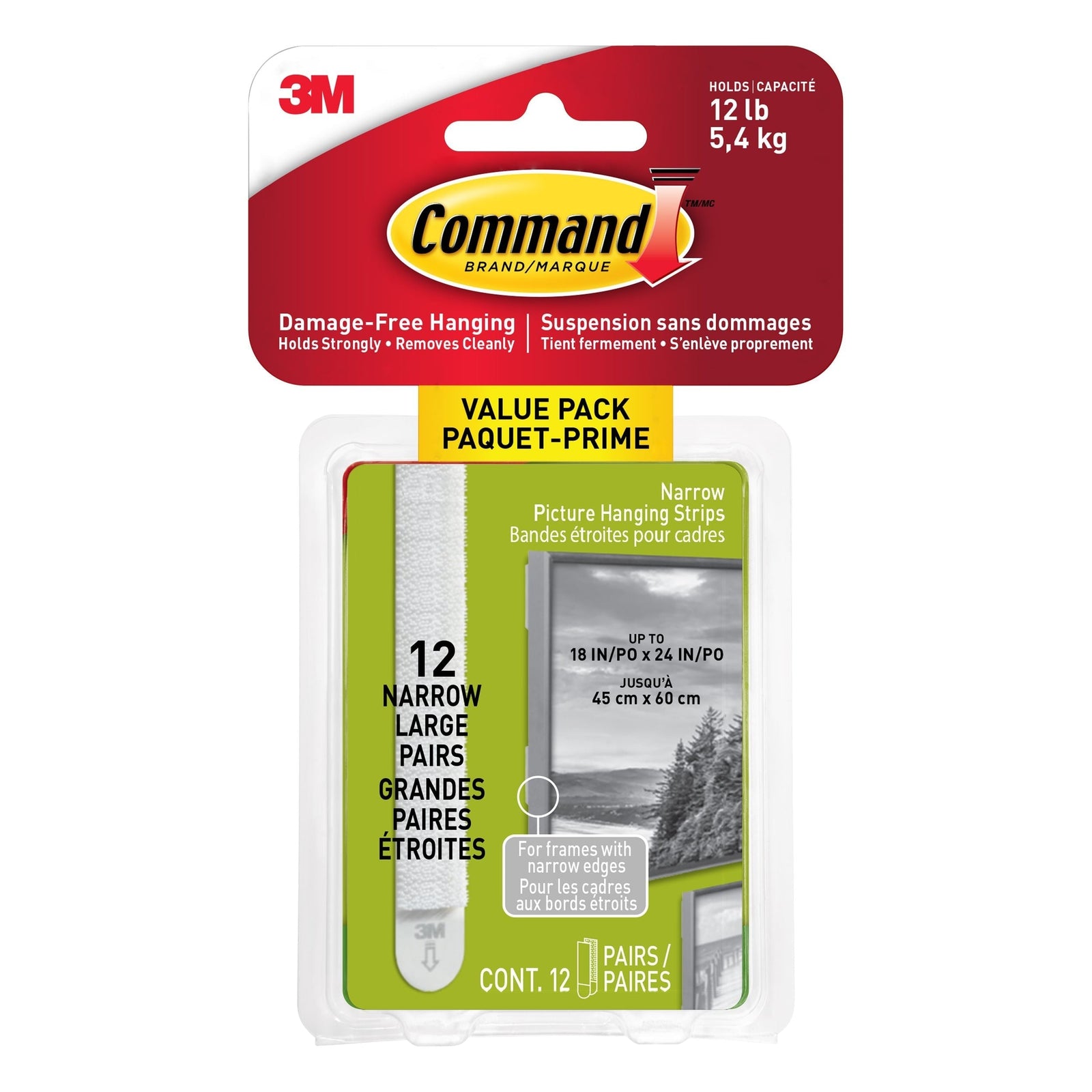 12-lb Narrow Picture Hanging Strips Value Pack S4I7 - product image 1