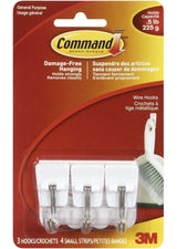 Micro Wire Utensil Hooks with Adhesive Strips, White, 0.5-lbs, 3 Strips Per Pack D9C4 - product image 1