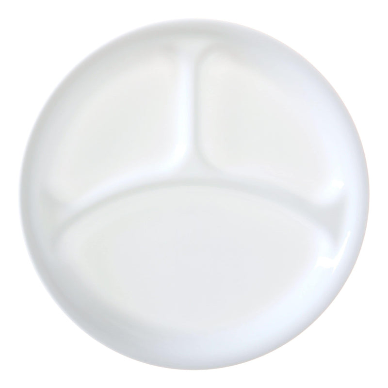 Glass Divided Dinner Plate, 10.25-in, White B2X4