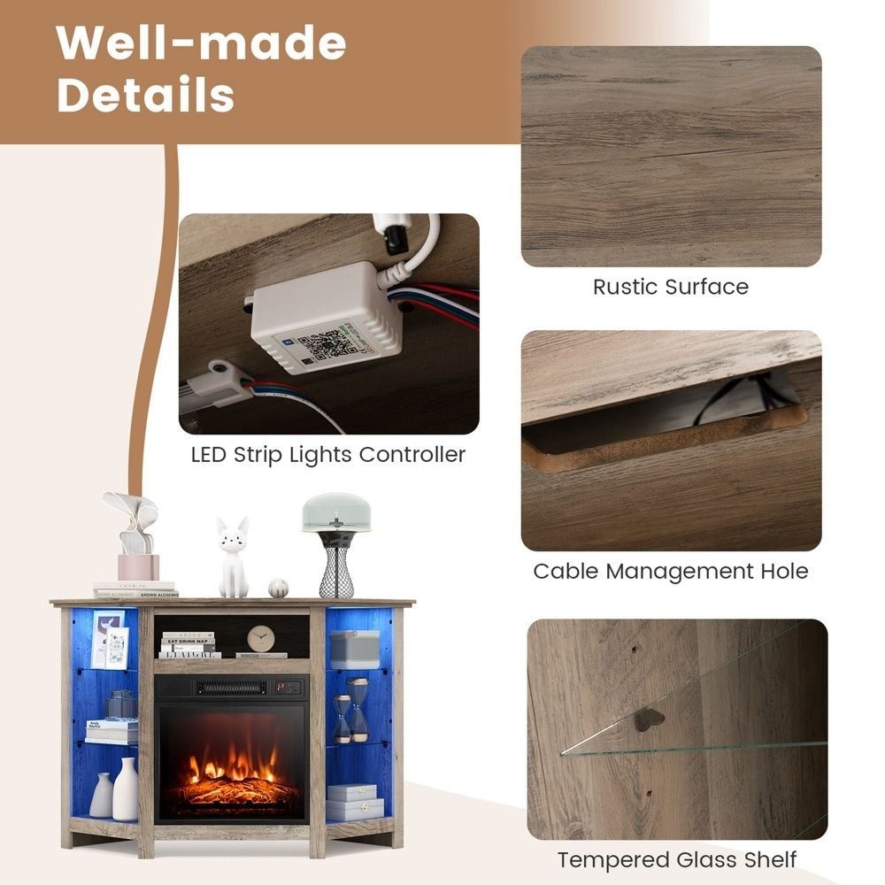 Fireplace TV Stand with Led Lights and 18" B3T6 - product image 6