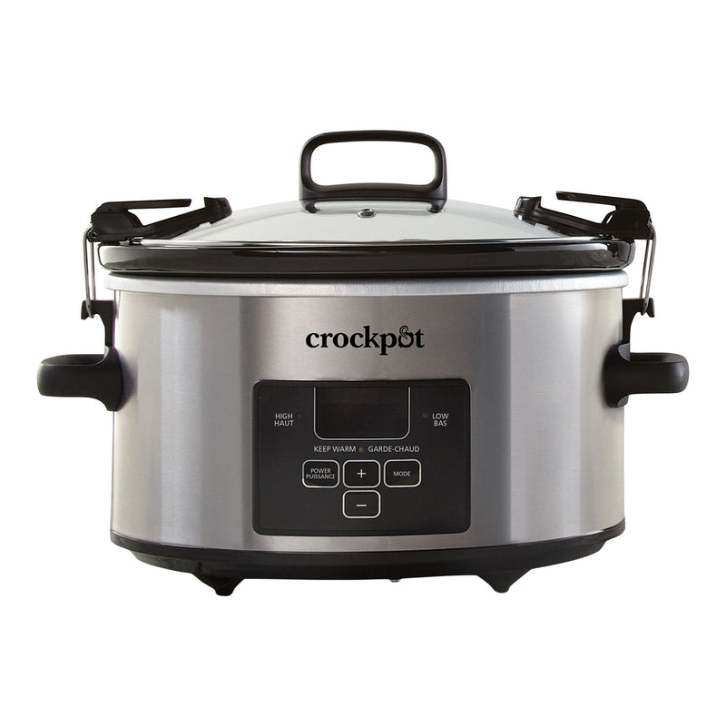 Digital Programmable Slow Cooker with Locking Lid, Feeds 4 People & More, Stainless Steel, 4-qt H4P1