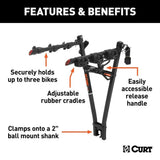 18013 Clamp-On 3-Bike Hitch Mount Bike Rack, Fits Over 2-in Receiver, Black A8I6 - product image 4