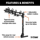 18065 Premium 5-Bike Two Arm Hitch Mount Bike Rack, Fits 2-in Receiver, Black L6F6 - product image 5