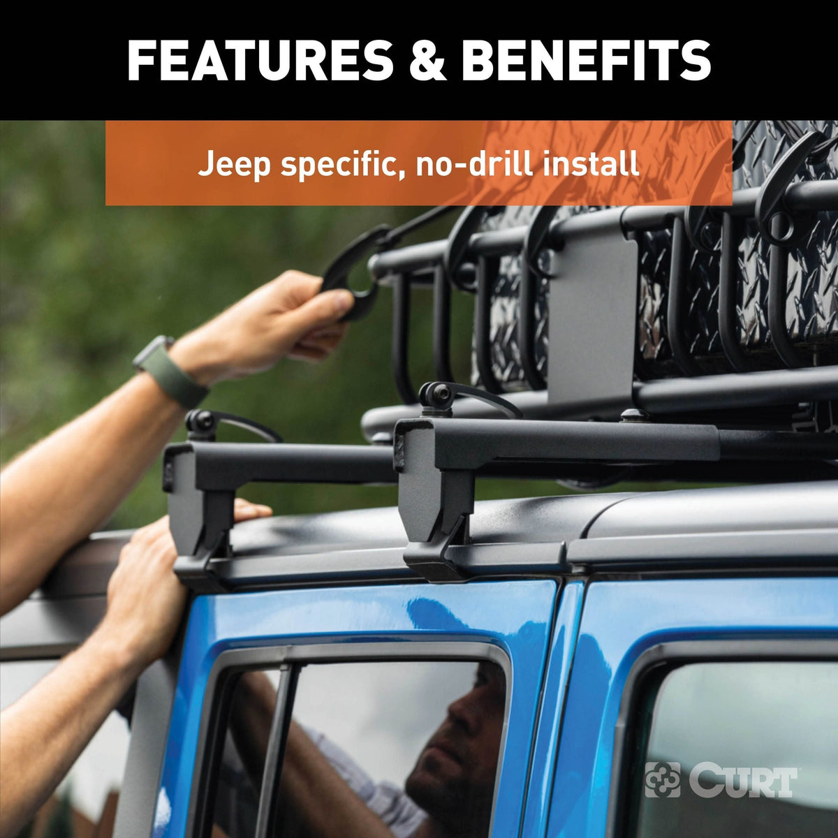 18122 Quick-Release Roof Rack Crossbars, Black Steel, Select Wrangler JK S5F6 - product image 2