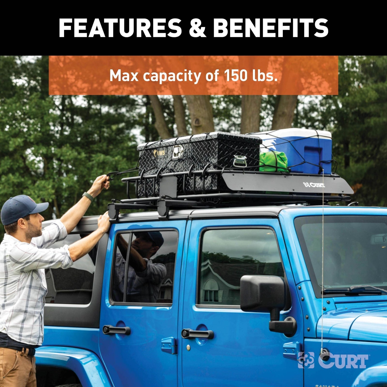 18122 Quick-Release Roof Rack Crossbars, Black Steel, Select Wrangler JK S5F6 - product image 3