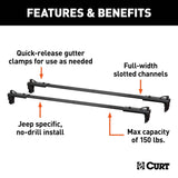 18122 Quick-Release Roof Rack Crossbars, Black Steel, Select Wrangler JK S5F6 - product image 6