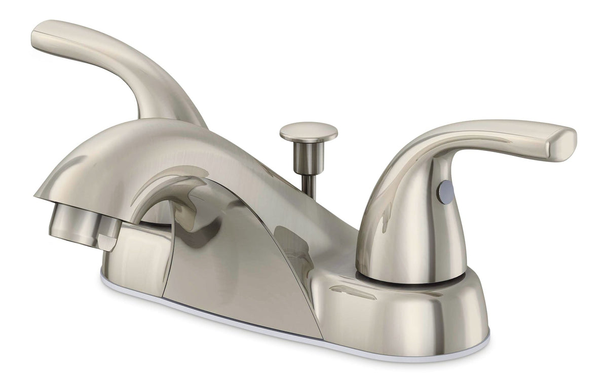 Renovate Double Handle Bathroom Sink Faucet with Pop-up Drain, 4-in Centreset, Brushed Nickel K8T2 - product image 1