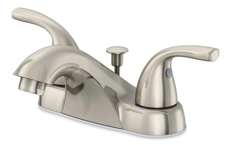 Renovate Double Handle Bathroom Sink Faucet with Pop-up Drain, 4-in Centreset, Brushed Nickel K8T2
