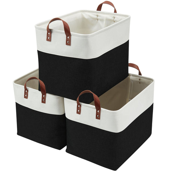 Jumbo Foldable Storage Basket, 42-L, 3-pk, Black E5F5