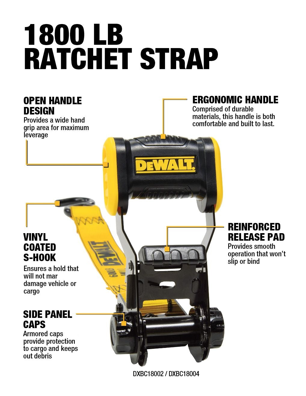 DXBC18004 1,800-lb Ratchet Tie-Down Straps, 1.25-in x 12-ft, 4-pk C7L3 - product image 4
