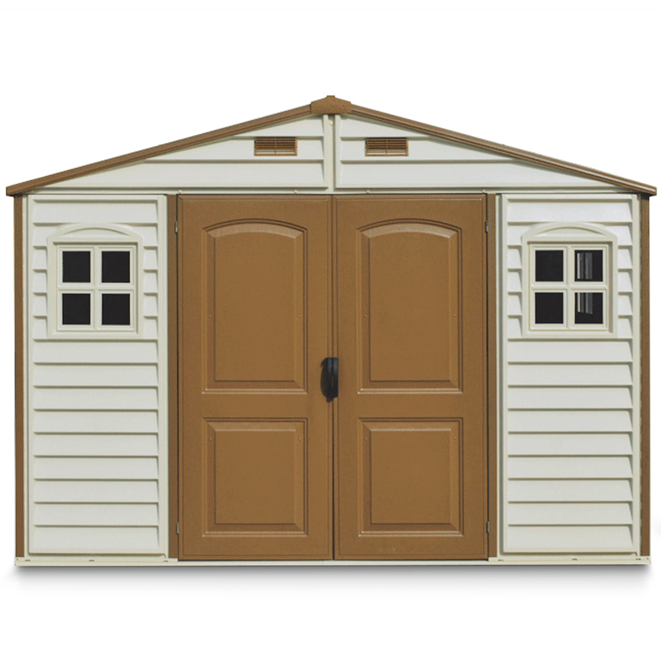 Woodside Vinyl Resin Garden Shed, Brown, 10-1/2-ft x 8-ft V9W0 - product image 1