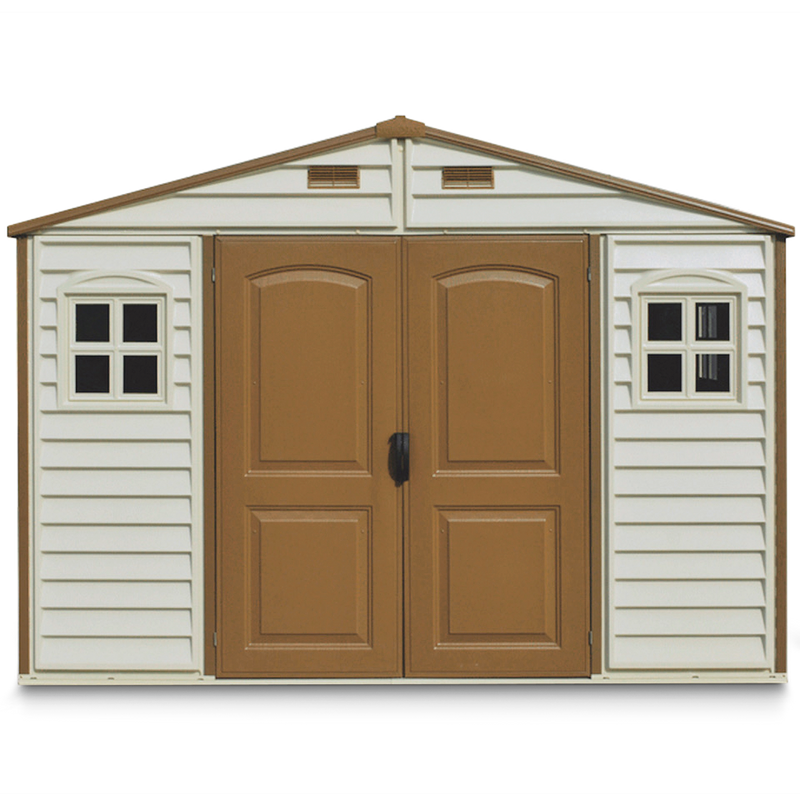 Woodside Vinyl Resin Garden Shed, Brown, 10-1/2-ft x 8-ft V9W0